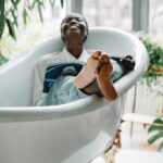 a woman in a bathtub